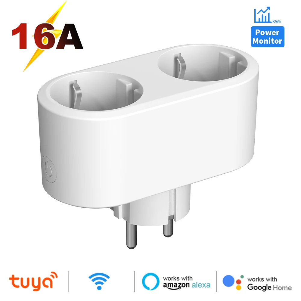 

Tuya Smart 2 в 1 Wi-Fi розетка 16A с контролем мощности