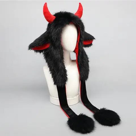 Плюшевая шапка с ушками яки