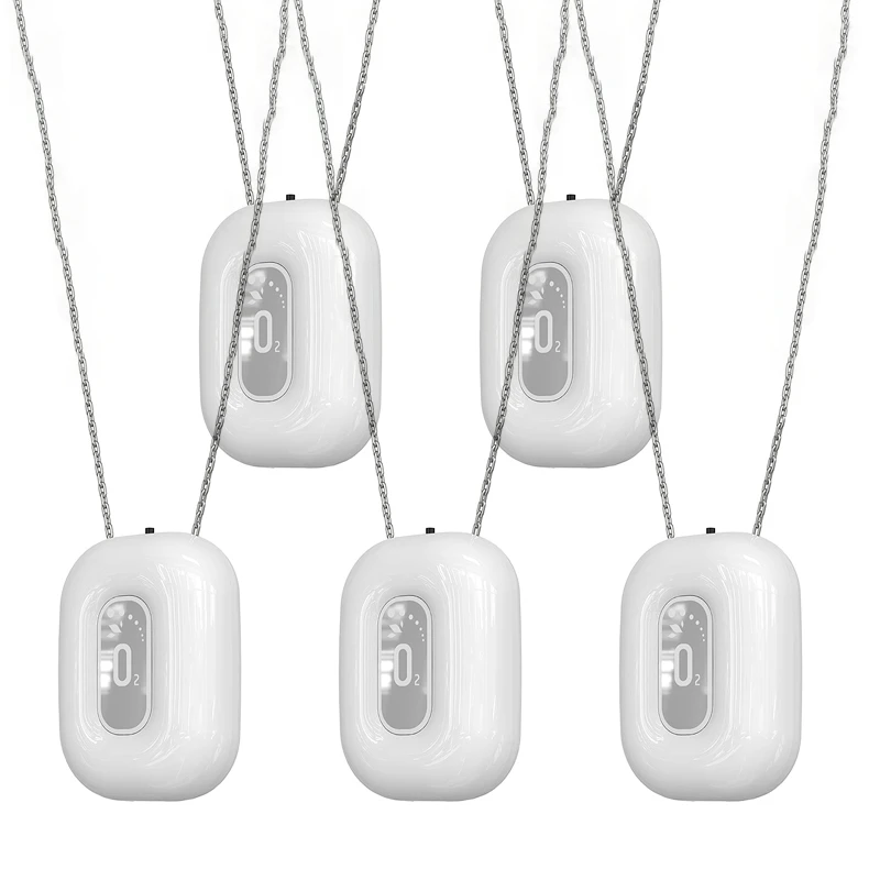 5X Fashionable Personal Wearable Mini Portable Negative Ion Necklace Hanging Neck Air Purifier Ionizer Generator White