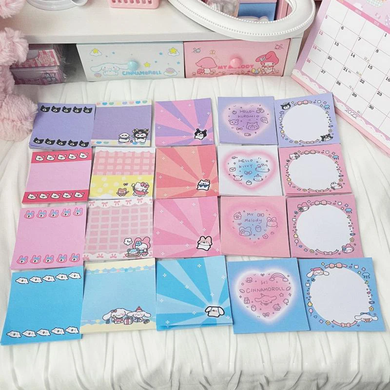

Sanrio Anime My Melody Sticky Note Hello Kittys Kawaii Cartoon Cinnamonoll Kuromi Message Notes Stationery Stickers Toy Girls
