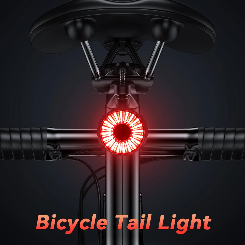 Hollarm Bicycle Smart Brake Tail Light IP65 Waterproof Type-C Charge Headlight Lights Warning Taillight LED Rear Lamp