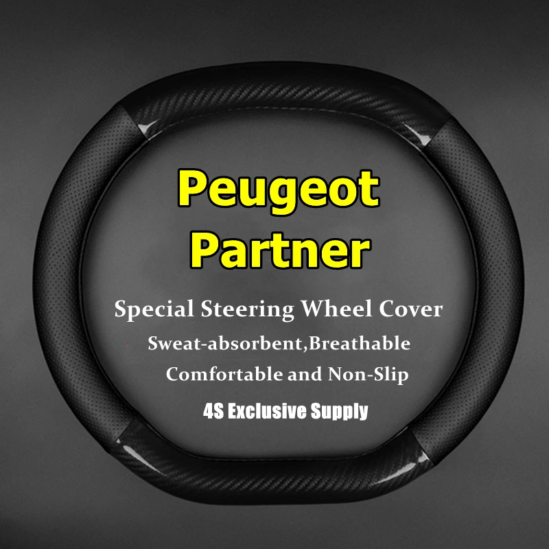 

Fiber Leather For Peugeot Partner Steering Wheel Cover Leather Carbon Fiber Fit Tepee 2015 2018