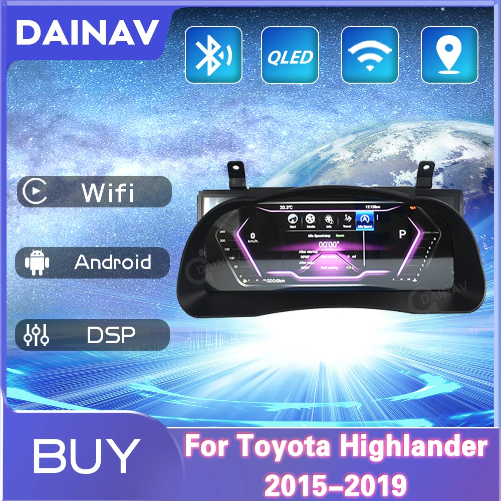 

Android car gps Navigation For Toyota Highlander 2015-2019 auto LCD Meter instrument dashboard screen Multimedia player