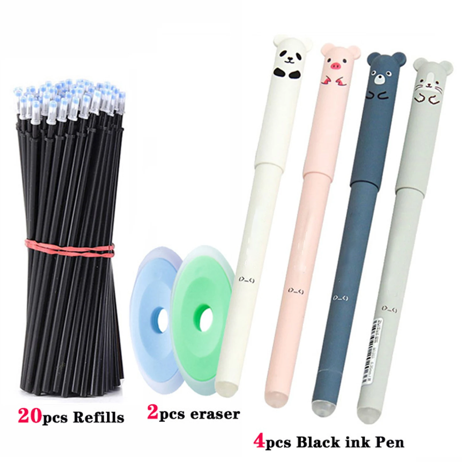 

0.35mm Office Accessories Gel Pen Students Ergonomic Erasable Design Washable Solid Black Blue Refill Portable Cartoon Animals