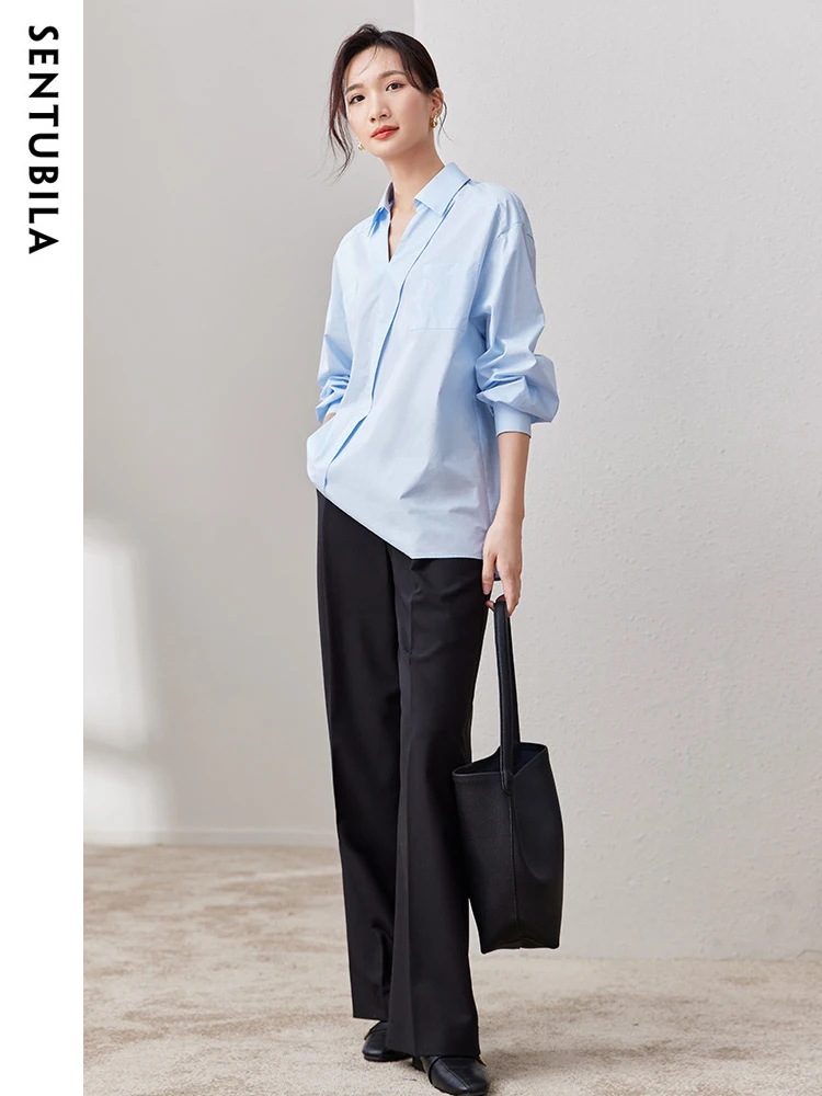 Женская рубашка из натурального хлопка с длинным рукавом