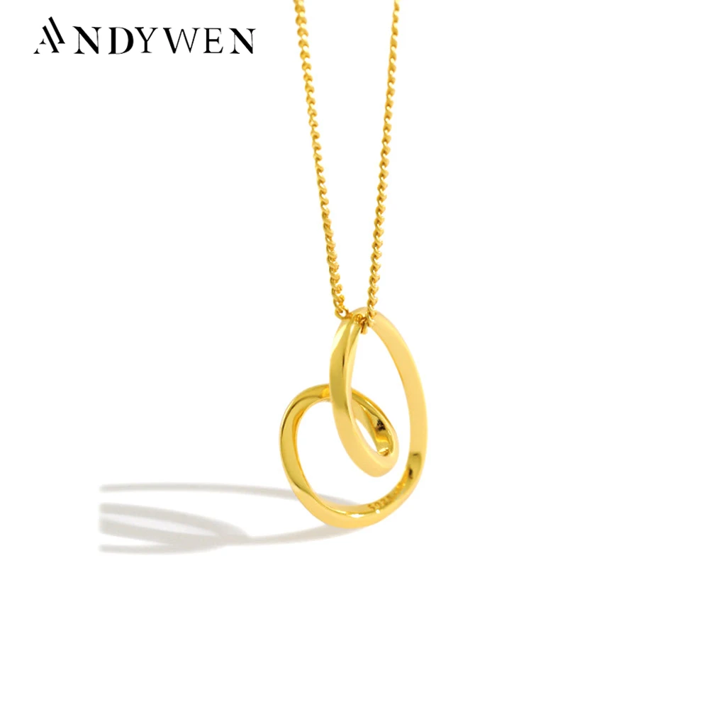 

ANDYWEN New 100% 925 Sterling Silver Big Music Note Pendant Necklace Long Chain Thick Big Large Women Party Necklace For Party