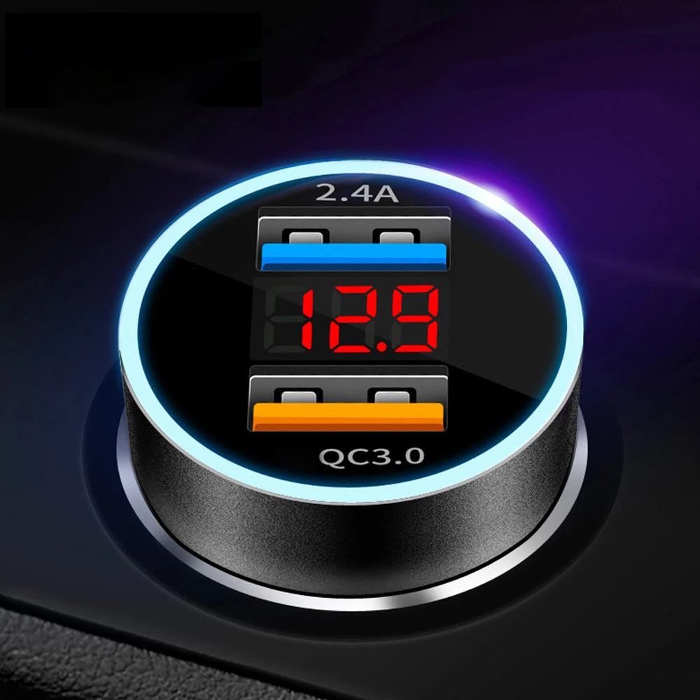 

Автомобильное зарядное устройство с двумя USB-портами для iPhone XR, XS Max, Xiaomi, Samsung, быстрая зарядка 3,0, автомобильное зарядное устройство, зарядно...