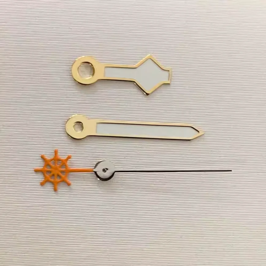 12.5MM Watch Hands Gold Rimmed White Green Luminous Watch Hand Wheel Rudder Seconds Hand Suitable for NH35/364R/7S Movements