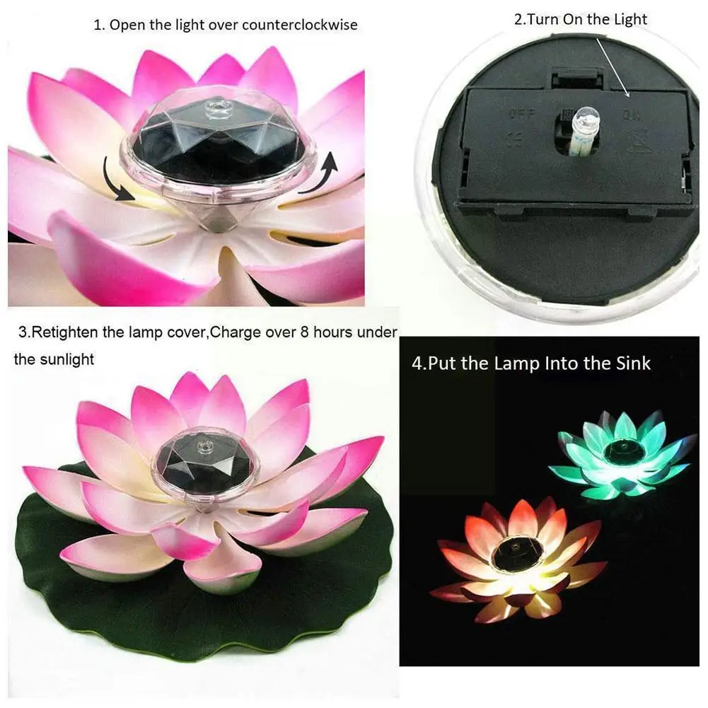 

New Led Solar Flower Light Float Luminous Pool Lights Waterproof Pool Lamp Underwater Solar Accessories Light Decoration Po B6v8