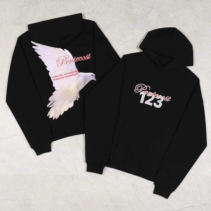 

RRR123 Black Hoodie Sweatshirt NO.123 Flying Pigeon Print Men Women Justin Bieber Kanye Hoody