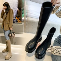 womens knee high boots soft leather zipper ladies shoes winter long boots platform footwear woman fashion warm boots 2022 new