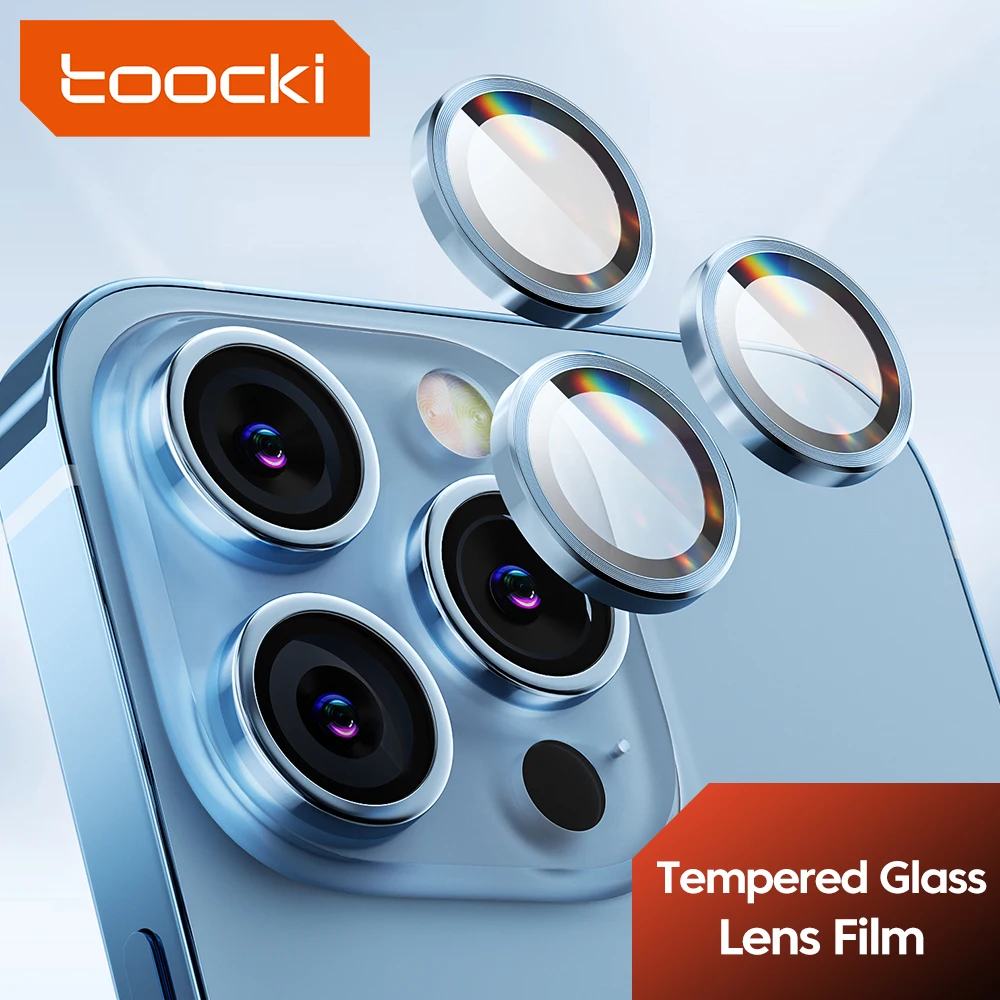 Toocki Glass Camera Protector For iPhone 13 Pro Max Mini Metal Ring Protective Camera Back Lens Full Cover Protective Cases