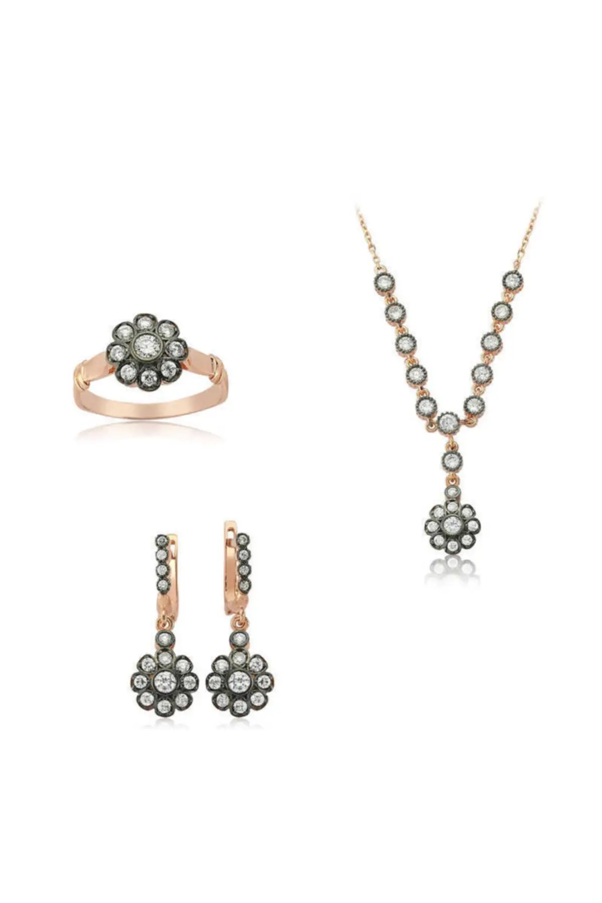 

Серебряный бриллиант монтлайп цветок леди набор серьги ожерелье кольцо