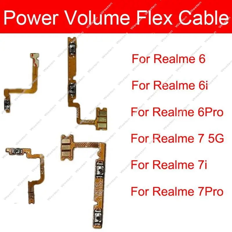 Фотокабель для Oppo Realme 6 6i 6Pro 7 7i 7Pro 4G фотомощность Боковая кнопка громкости Мини-кнопка гибкая лента детали ВКЛ./ВЫКЛ.