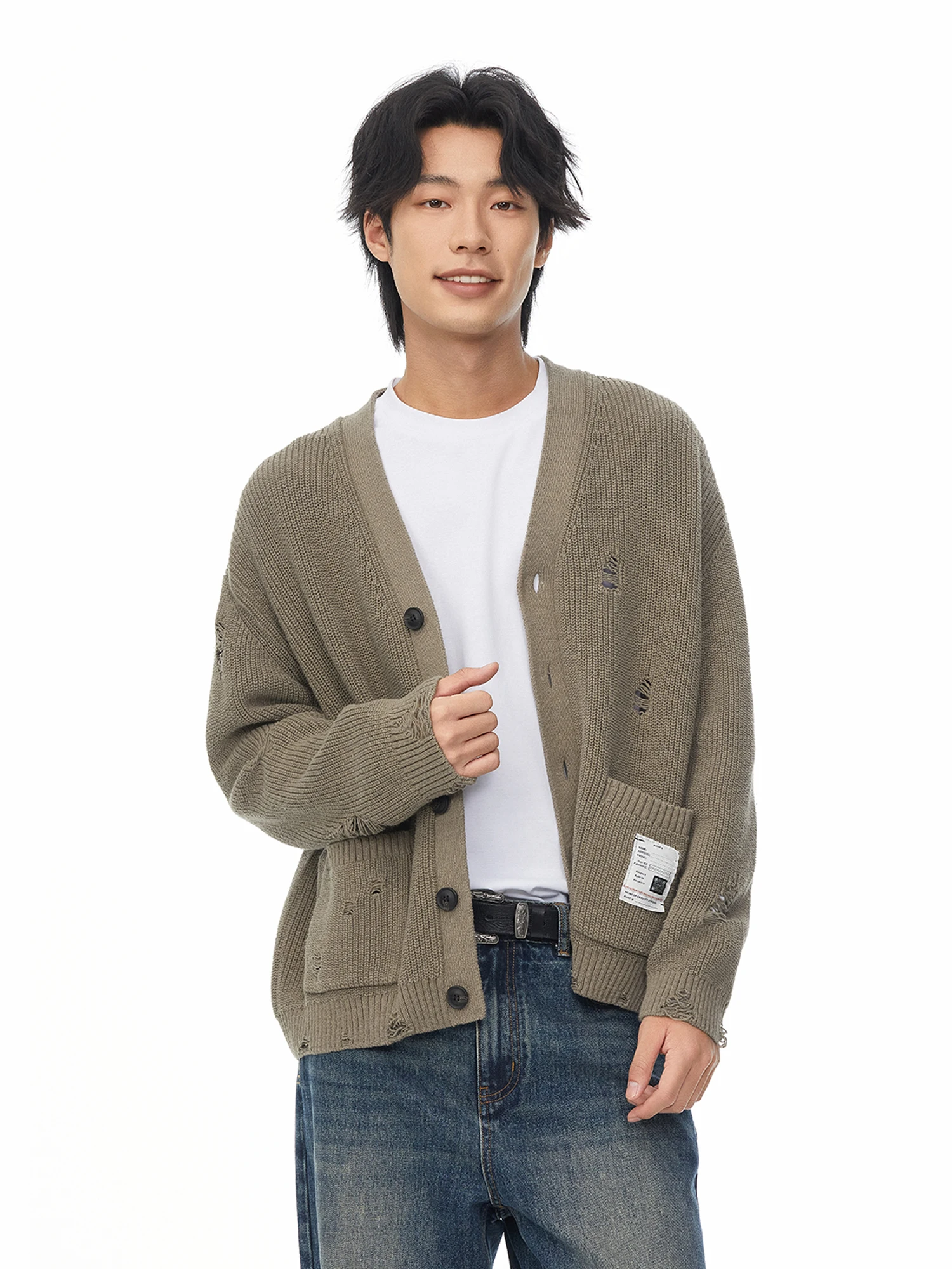 Rhrb Couple Cardigan sweater Men's Autumn and Winter Idle Sle Casual Loose New Pure Cotton Wool Knit