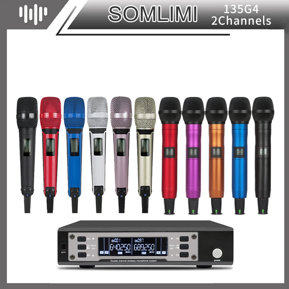 

SOMLIMI EW135G4 UHF двухканальный ручной профессиональный беспроводной микрофон для сцены