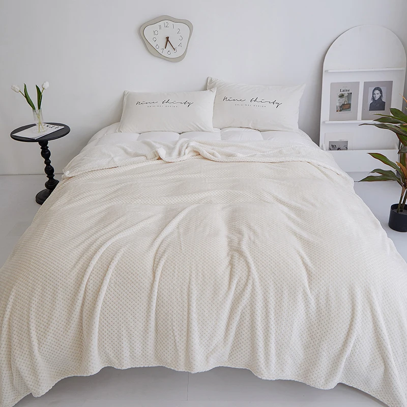 

BeddingOutlet Bebe Fleece Blanket With Double Rolled Sides Soft Warm Fleece Plaid Blankets Sofa Couch Bed Cover For All Seasons