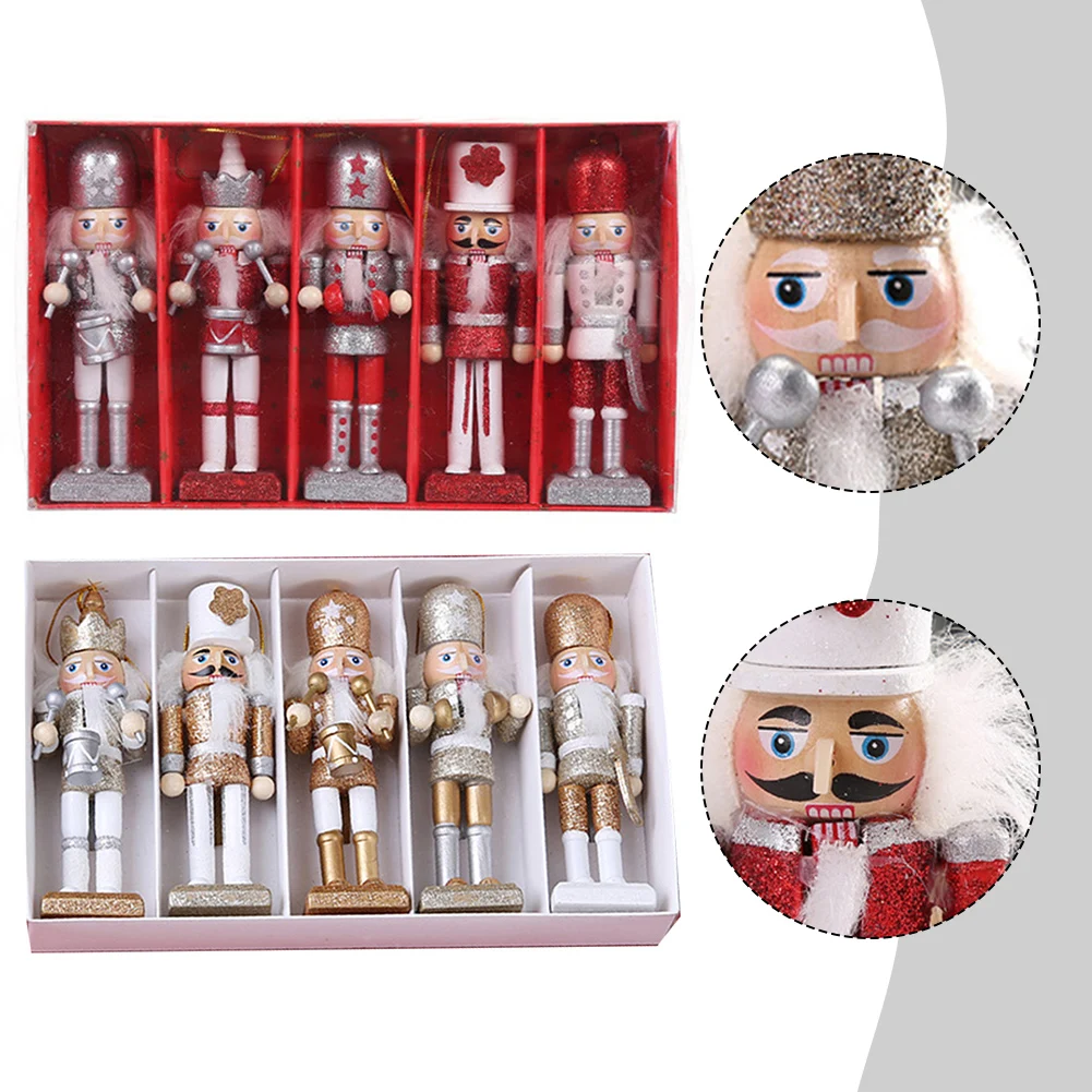 5 шт. деревянный Щелкунчик солдат-кукла подвеска в виде рождественской елки