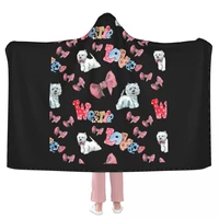 cute westie pattern blanket love dog animal cheap furry with hood bedspread fleece camping soft blanket