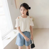 off shoulder chic tops girl with lining tee elegant gold thread striped half sleeve tops pullover cute sweet teen girls clothing