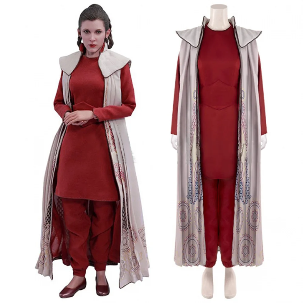 

Костюм принцессы Leia, красный костюм с накидкой Leia из органы, костюмы для косплея, верхние брюки, плащ, одежда для Хэллоуина и карнавала