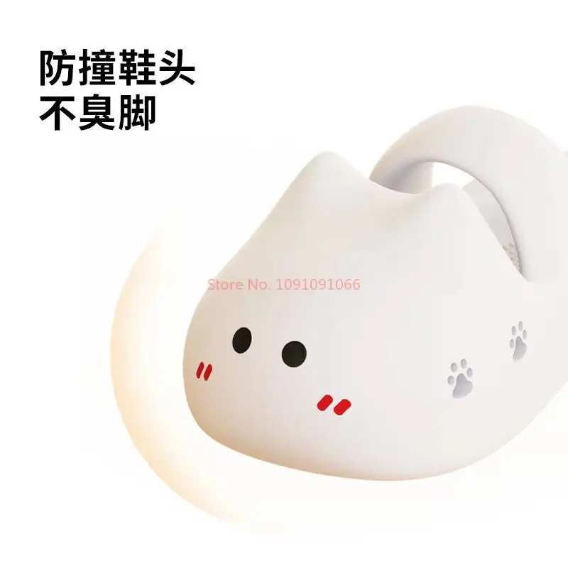 Женские сабо с милым котом летние нескользящие удобные сандалии на массивной