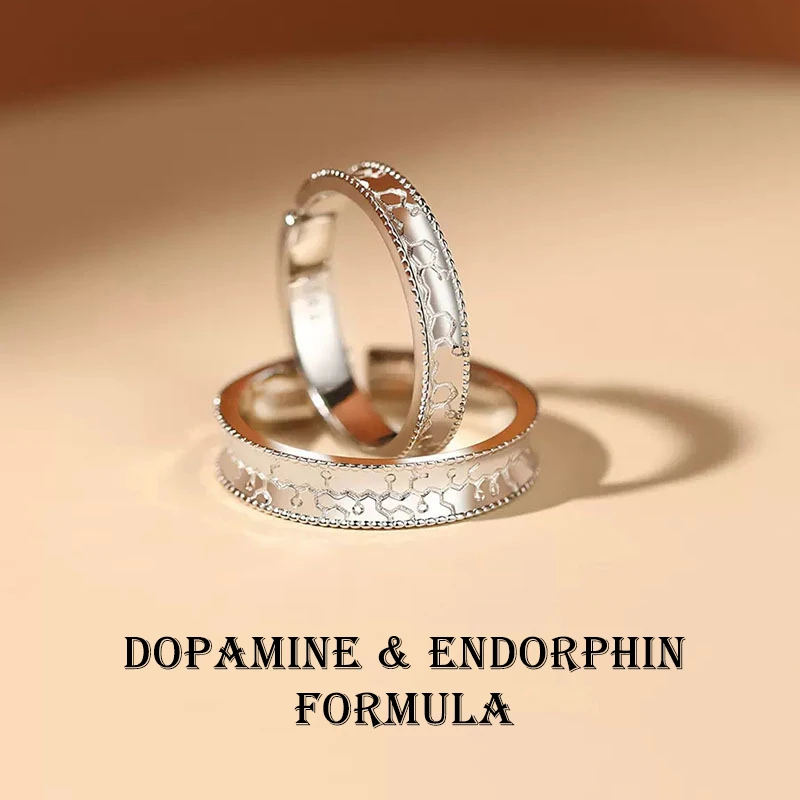 

Romantic Dopamine & Endorphin Formula Couple Ring for Men and Women 1 Pcs Sterling Silver 925 Anti-allergic Lovers' Gift