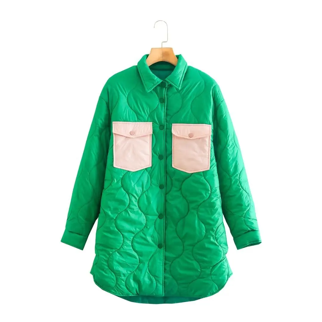 2022 Autumn New Fashion Green Cotton Coat Padded Jacket Women Winter Coat Women