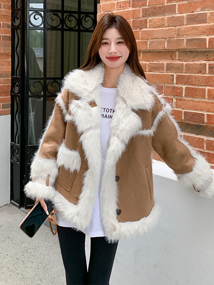 Корейская модная меховая верхняя одежда для женщин 2024 осень и зима новая