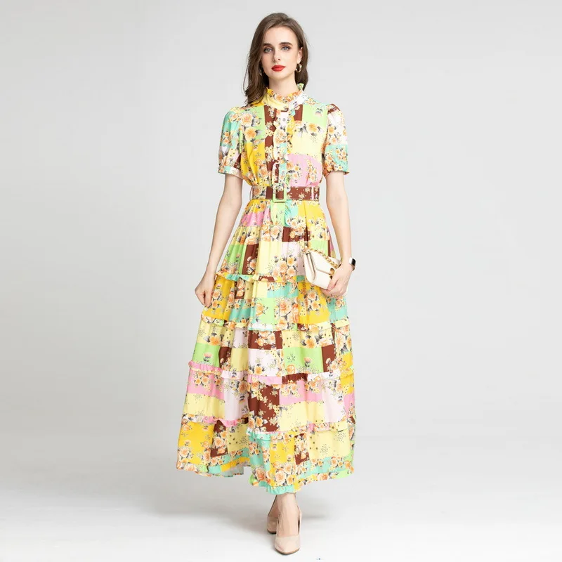 

Женское платье с коротким рукавом, элегантное свободное платье во французском стиле, лето 2022