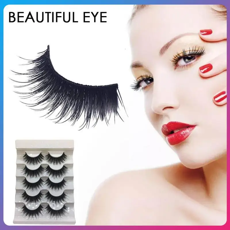 

5pairs False Eyelashes 3D Mink Lashes Handmade Soft Eyelashes Natural Thick Fake Lashes Makeup Eyelashes Extension