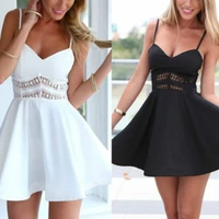 women dress 2022 summer sexy black and white lace patchwork a line spaghetti strap dresses short mini beach club party dress