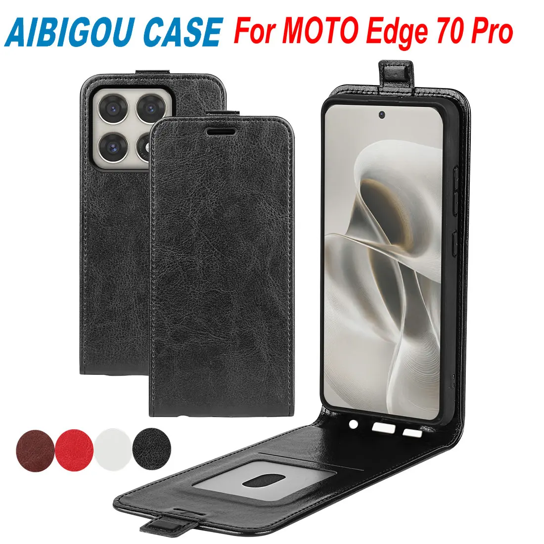 Фото Для MOTOROLA MOTO Edge 70 Pro: Вертикальный кожаный чехол-книжка класса люкс в стиле ретро, 360-градусная защита, чехол-книжка для телефона MOTO Edge70 Pro, сумки и чехлы №1