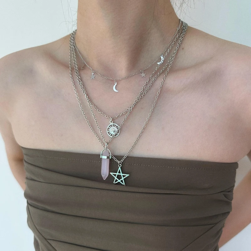 3-4 шт./комплект, металлическое ожерелье с подвеской в виде звезды