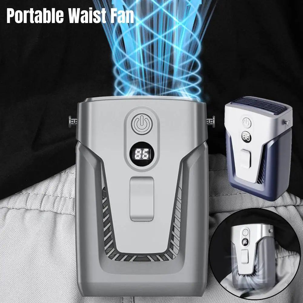 

12000mAh Portable Waist Fan USB Rechargeable Air Conditioner 3-gear Bladeless Mute Hanging Neck Fan Summer Mini Fan 휴대용 선풍기