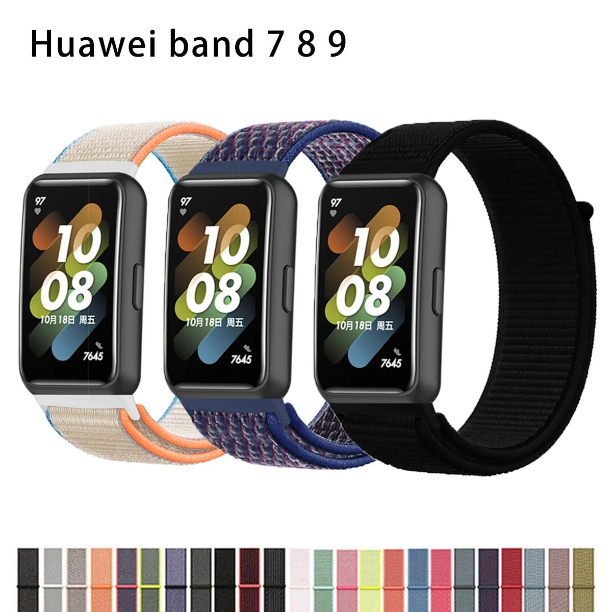 Ремешок нейлоновый для Huawei band 7 8 сменный спортивный браслет смарт-часов наручных