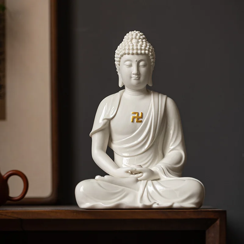 Большая статуя Будды Татхагата Шакьямуни керамическая лампа круг