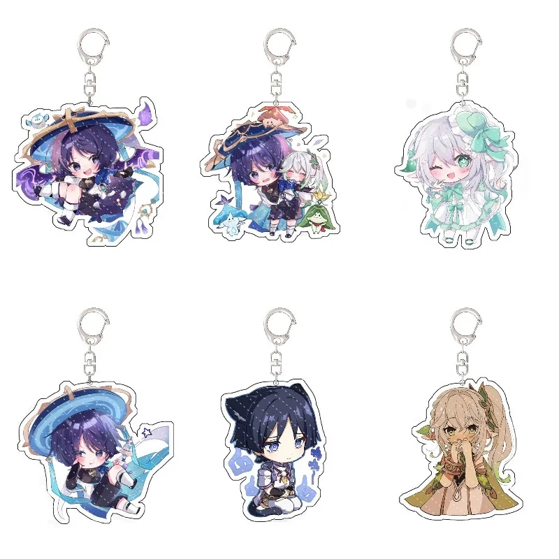 

Anime Genshin Impact Figure Cosplay Key Rings Acrylic Cute Scaramouche Nahida Keychain Kawaii Bags Pendant For Woman Fans Gift