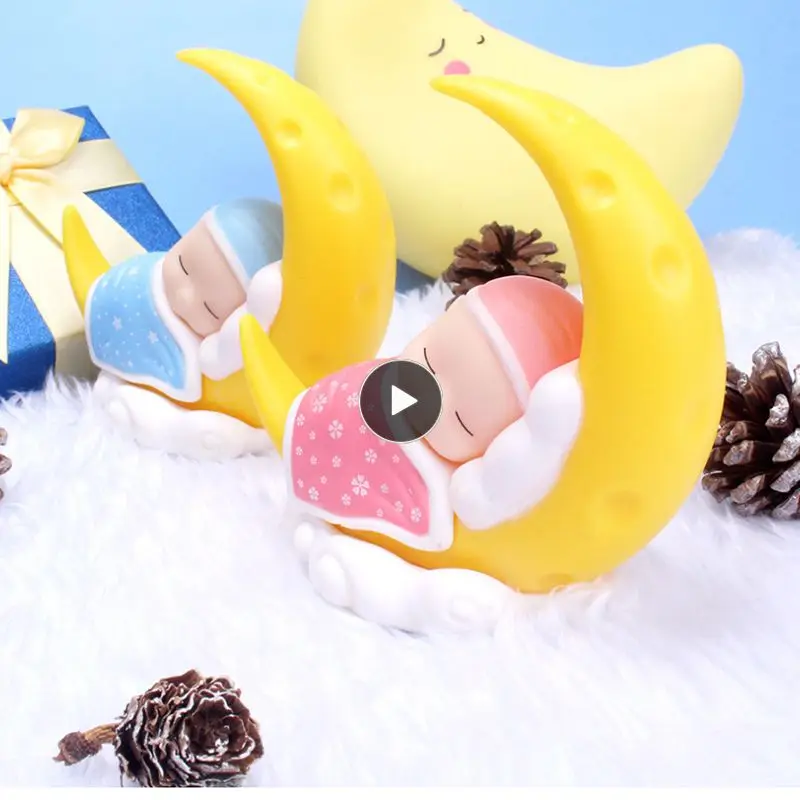 

Милое украшение «Спящий ребенок» в виде Луны для украшения торта, «сделай сам», покрывало, детские украшения на день рождения, куклы с микро-обзором