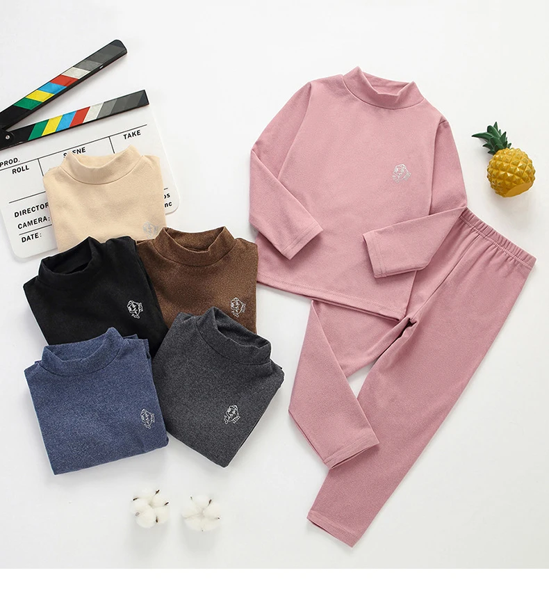 

Комплект хлопкового термобелья для мальчиков и девочек, пижама с мультяшным принтом + штаны, комплект из 2 предметов, зимняя одежда для сна д...