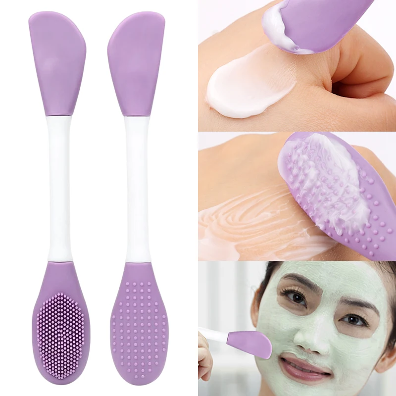 

Professional Double-Ended Silicone Face Mask Brush Soft Flat Head Mud Applicator Brushes Reusable Facial Beauty Skin Care Tools