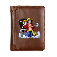 luxury one piece monkey d luffy printing genuine leather men wallet classic pocket slim card holder male short coin purses