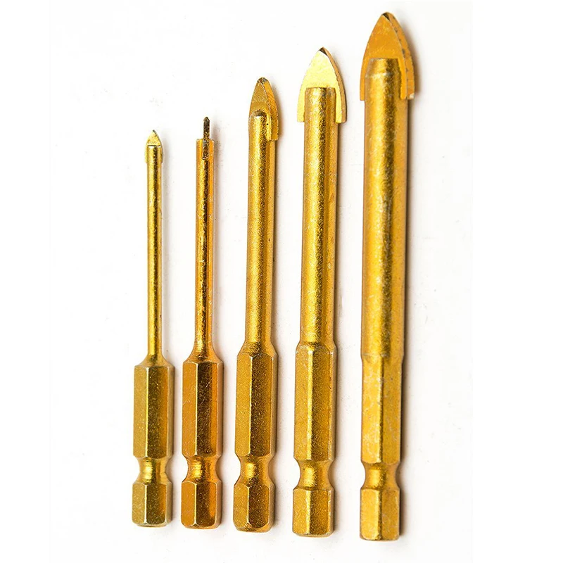 

5 Pcs Hex Shank Glass & Tile Drill Bit Set, Drill Bit Glass Tile,3Mm, 4Mm, 6Mm, 8Mm, 10Mm