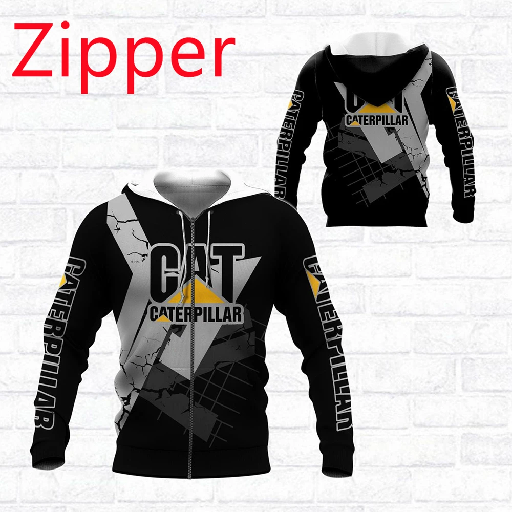 

New fashion brand CATlogo excavator motorcycle sports shirt racing suit men's 3D printing hooded zipper shirt casual unisex top