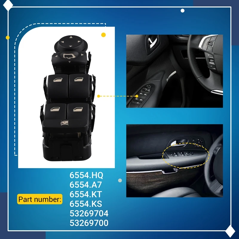 Главный выключатель стеклоподъемника с левой стороны для Citroen C4 C5 C8 6554.HQ