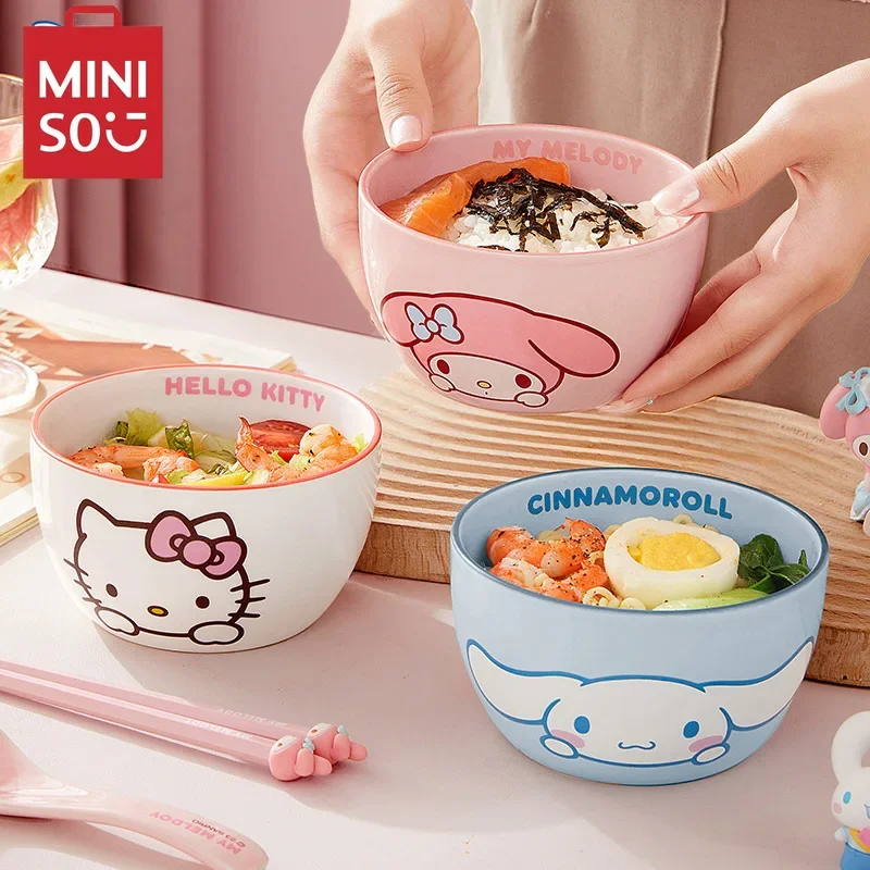 MINISO Round Sanrio Керамическая пиала для риса Бытовая суповая миска милая детская