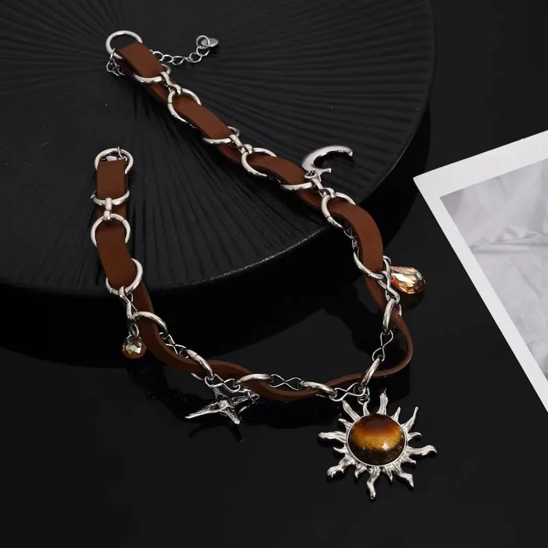 Кожаное ожерелье HuanZhi с подвеской в стиле меридиана