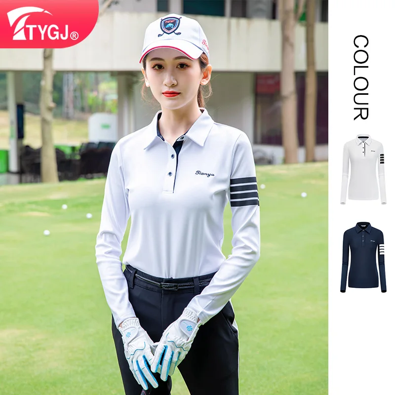 

TTYGJ golf ladies long sleeve shirt quick dry sweat absorption sweatshirt polo collar
