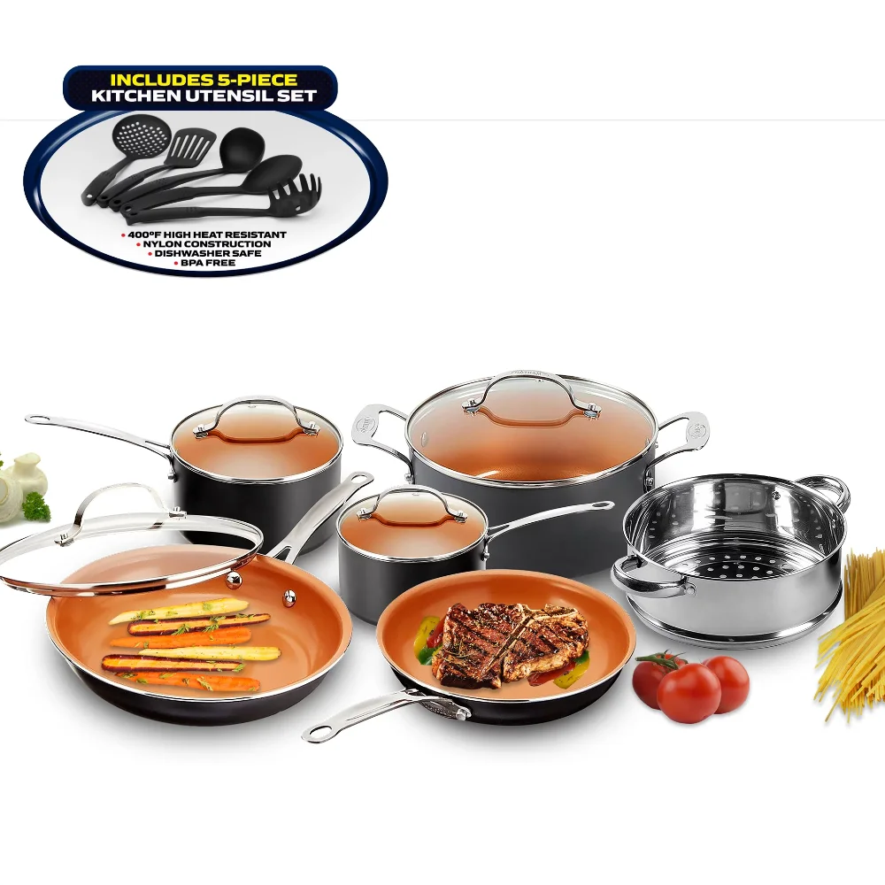 

Gotham Steel Pots and Pans Set with Utensils Nonstick Cookware Set - Gray