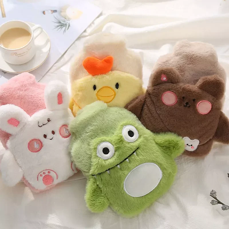 

plush hand warmer portable double-layer water injection hot water bottles